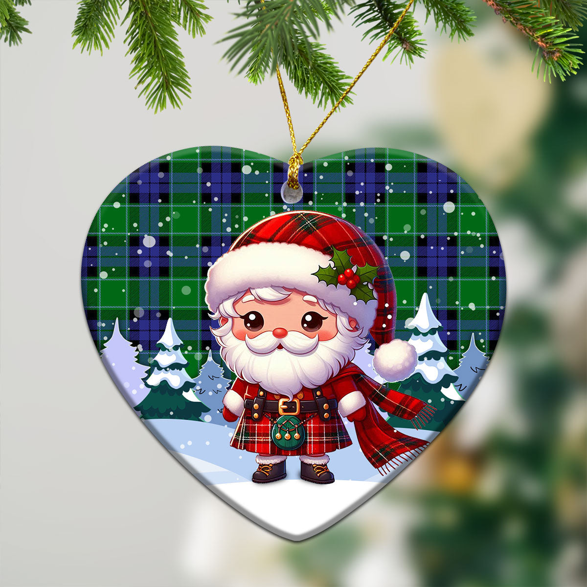 Haldane Tartan Christmas Ceramic Ornament - Santa Claus In Kilt Style