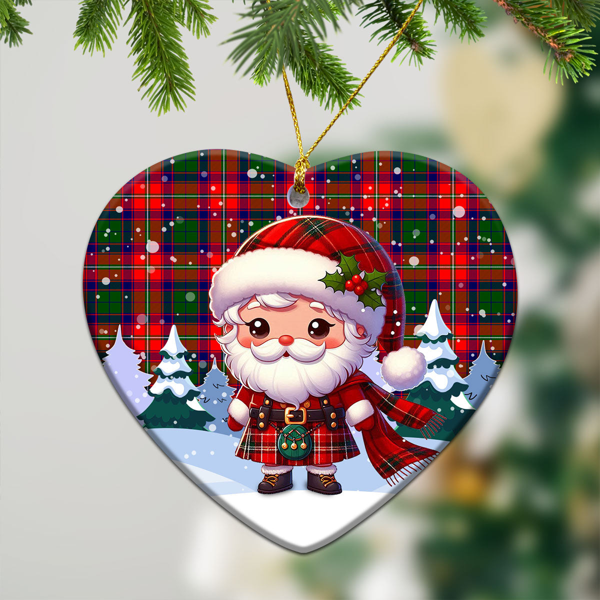 Hopkirk Tartan Christmas Ceramic Ornament - Santa Claus In Kilt Style