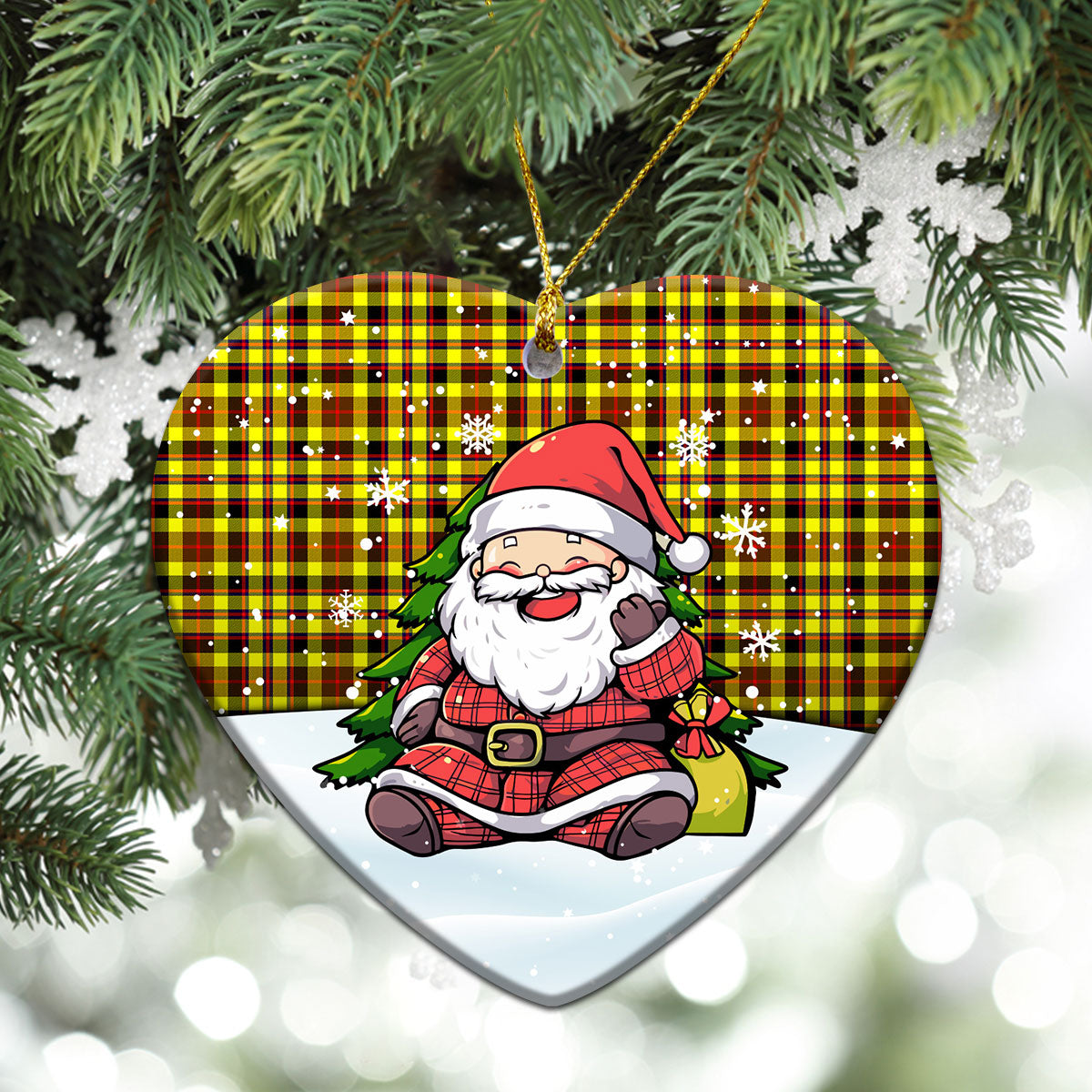 Jardine Tartan Christmas Ceramic Ornament - Scottish Santa Style