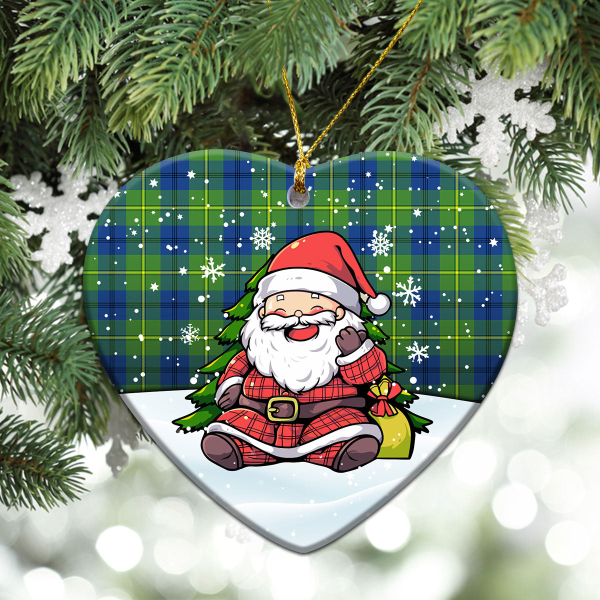 Johnson Ancient Tartan Christmas Ceramic Ornament - Scottish Santa Style