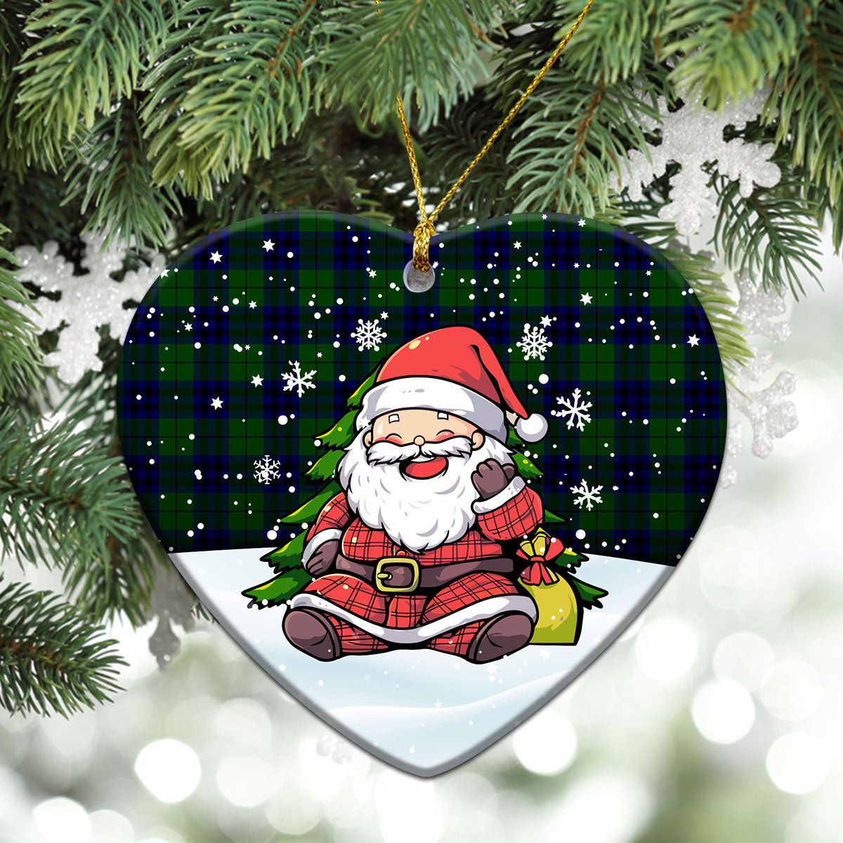 Keith Modern Tartan Christmas Ceramic Ornament - Scottish Santa Style