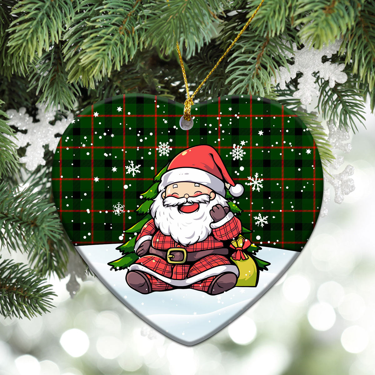 Kincaid Tartan Christmas Ceramic Ornament - Scottish Santa Style