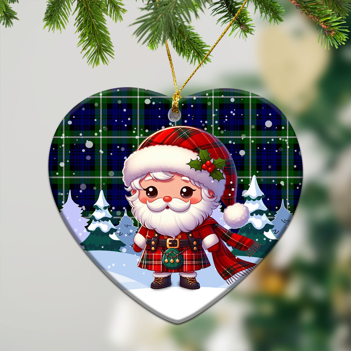 Lammie Tartan Christmas Ceramic Ornament - Santa Claus In Kilt Style