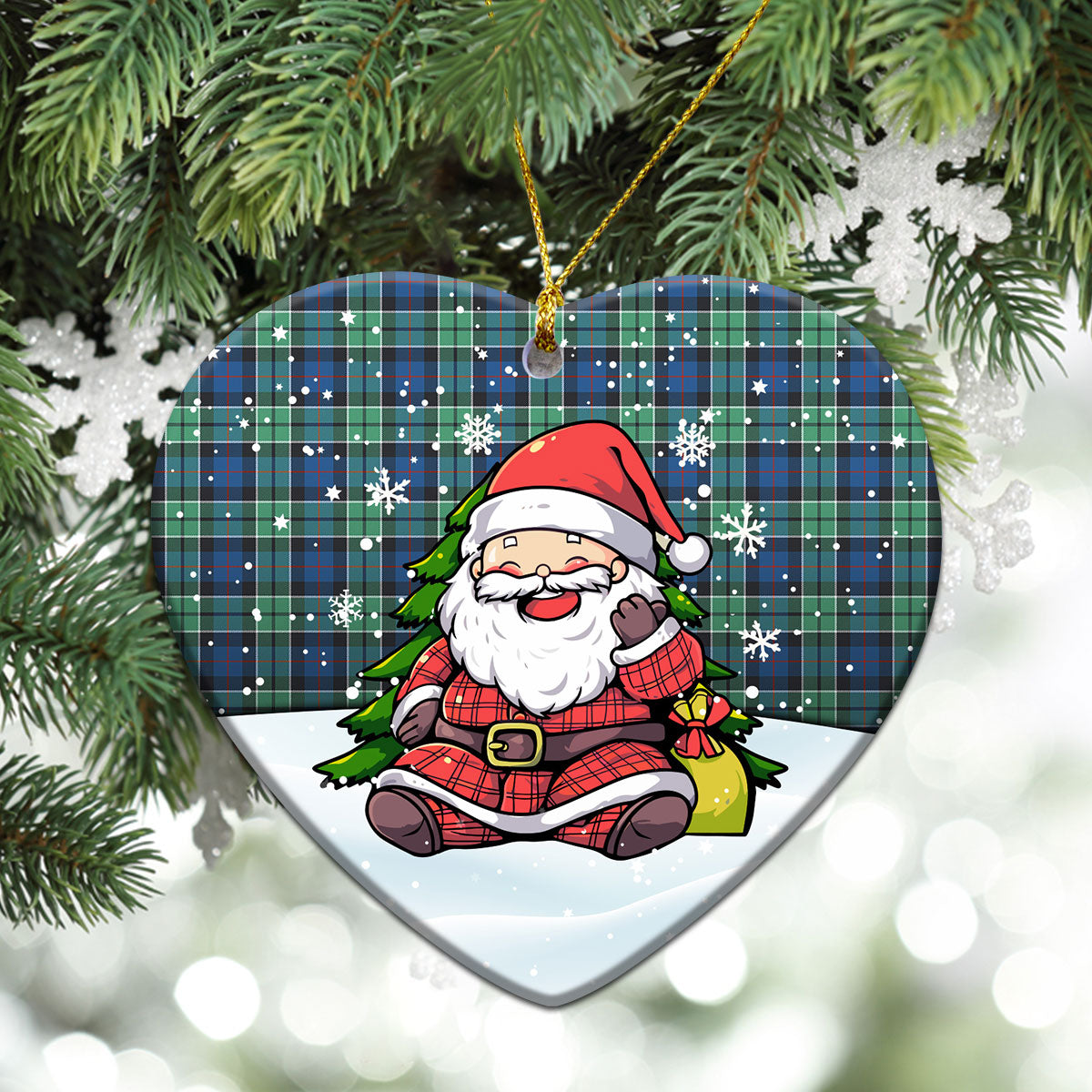 Leslie Hunting Ancient Tartan Christmas Ceramic Ornament - Scottish Santa Style