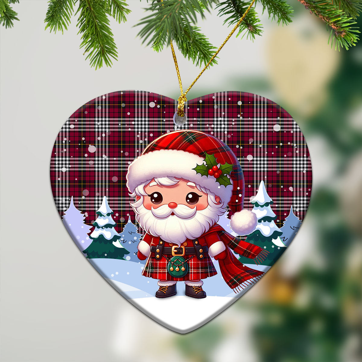 Little Tartan Christmas Ceramic Ornament - Santa Claus In Kilt Style