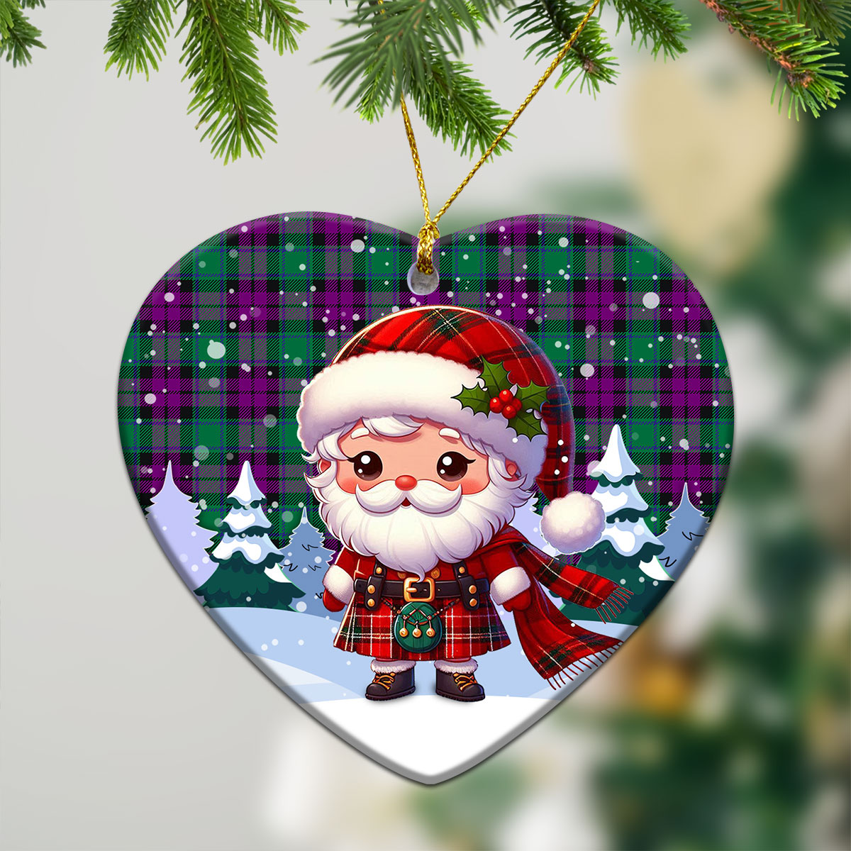 MacArthur - Milton Tartan Christmas Ceramic Ornament - Santa Claus In Kilt Style