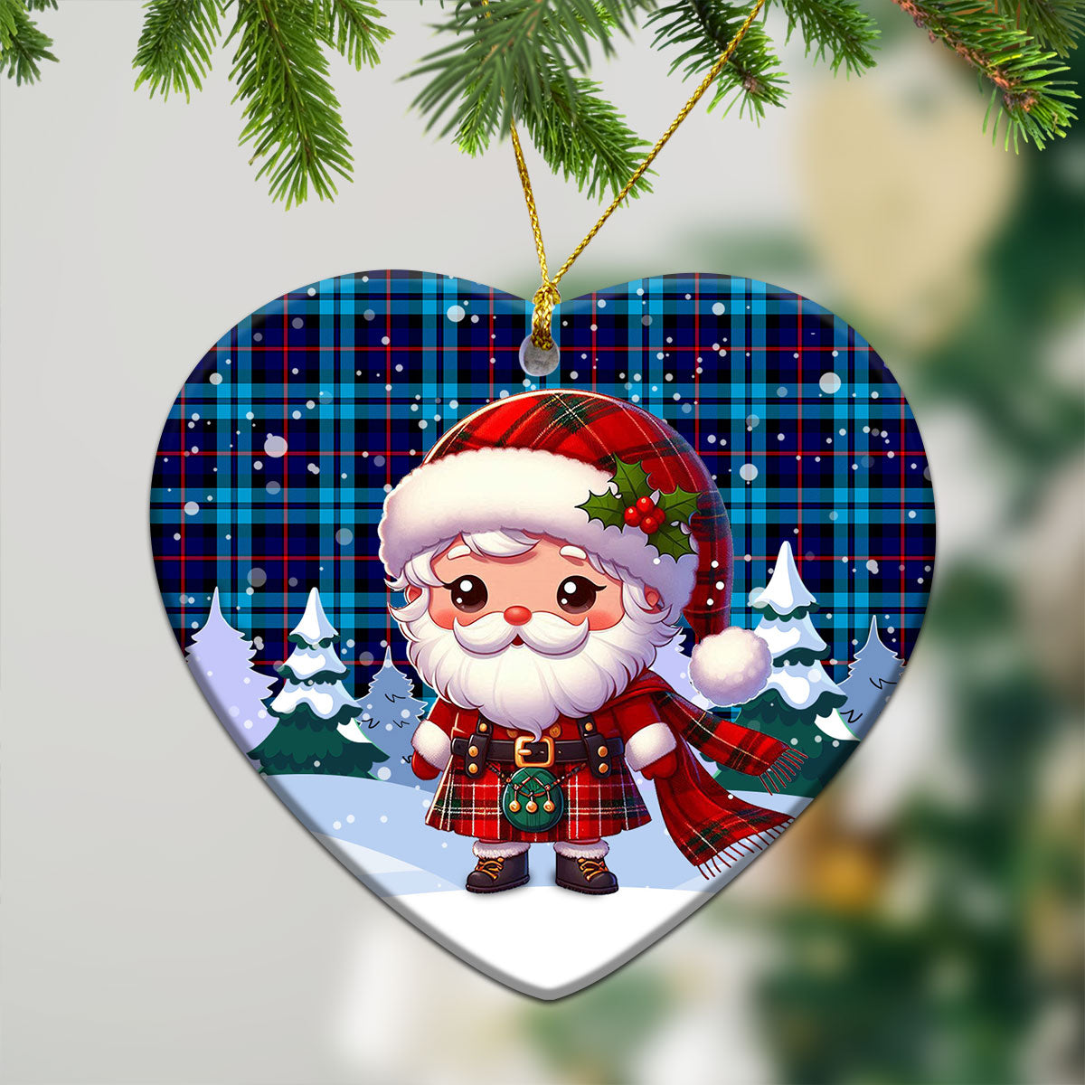 MacCorquodale Tartan Christmas Ceramic Ornament - Santa Claus In Kilt Style