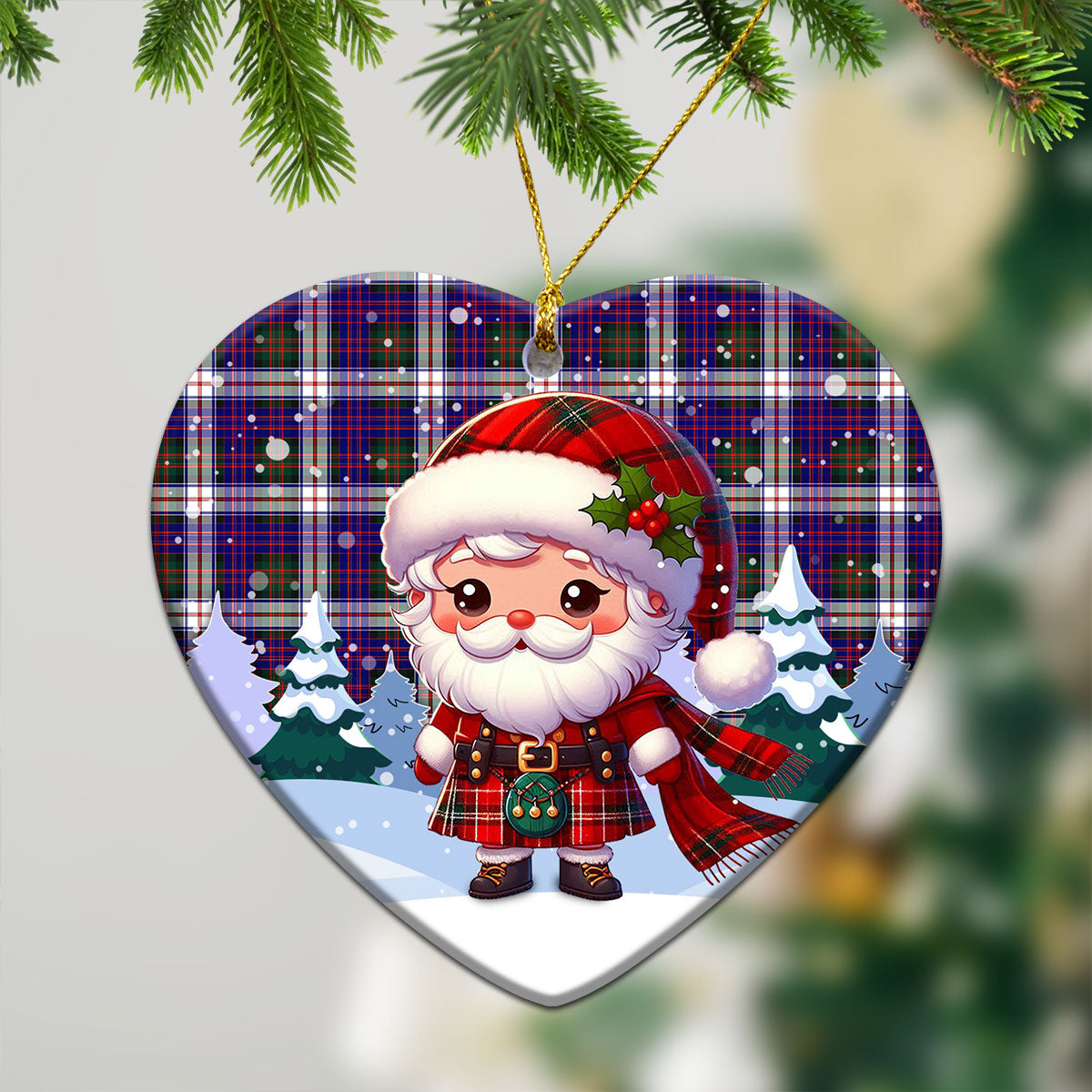 MacDonald Dress Modern Tartan Christmas Ceramic Ornament - Santa Claus In Kilt Style