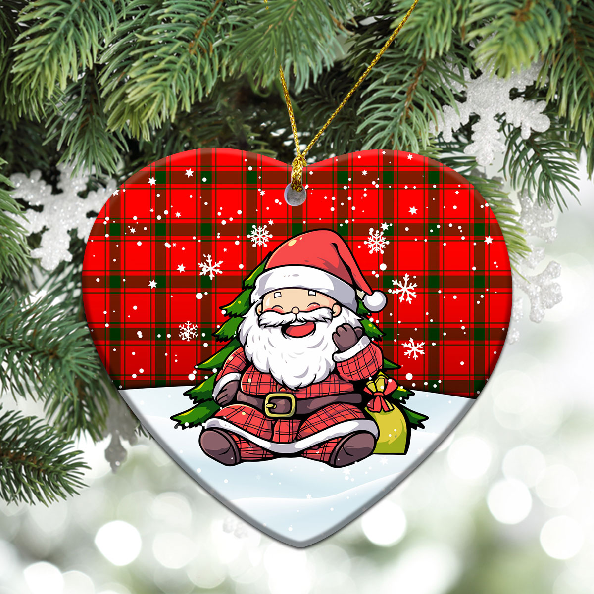 MacDonald of Sleat Tartan Christmas Ceramic Ornament - Scottish Santa Style