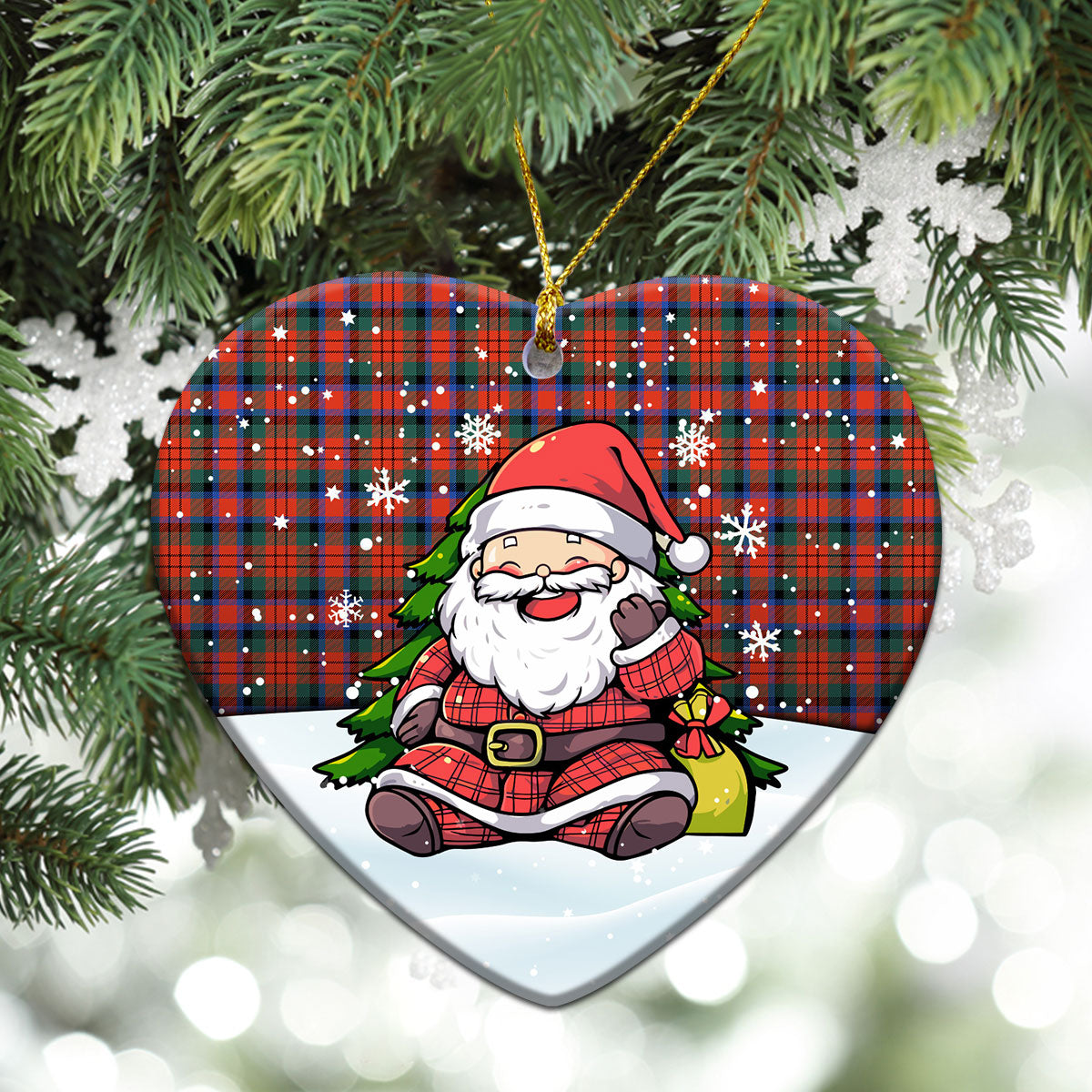 MacDuff Ancient Tartan Christmas Ceramic Ornament - Scottish Santa Style