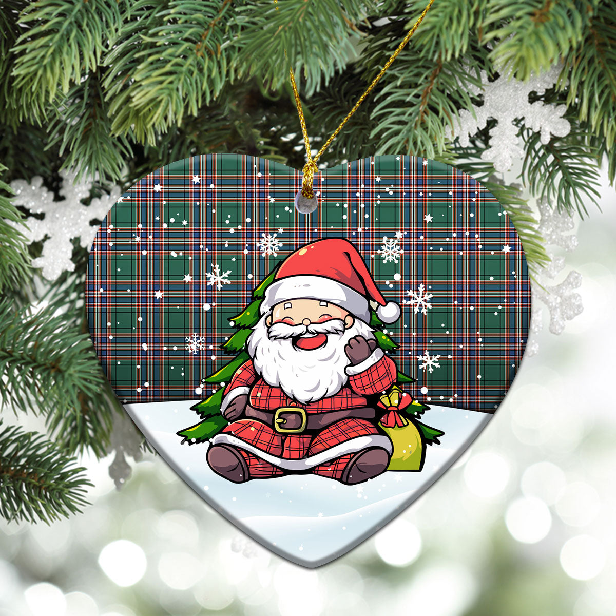 MacFarlane Hunting Ancient Tartan Christmas Ceramic Ornament - Scottish Santa Style