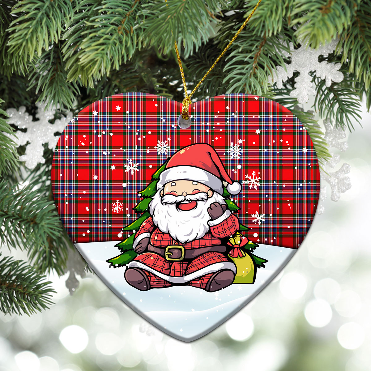 MacFarlane Modern Tartan Christmas Ceramic Ornament - Scottish Santa Style