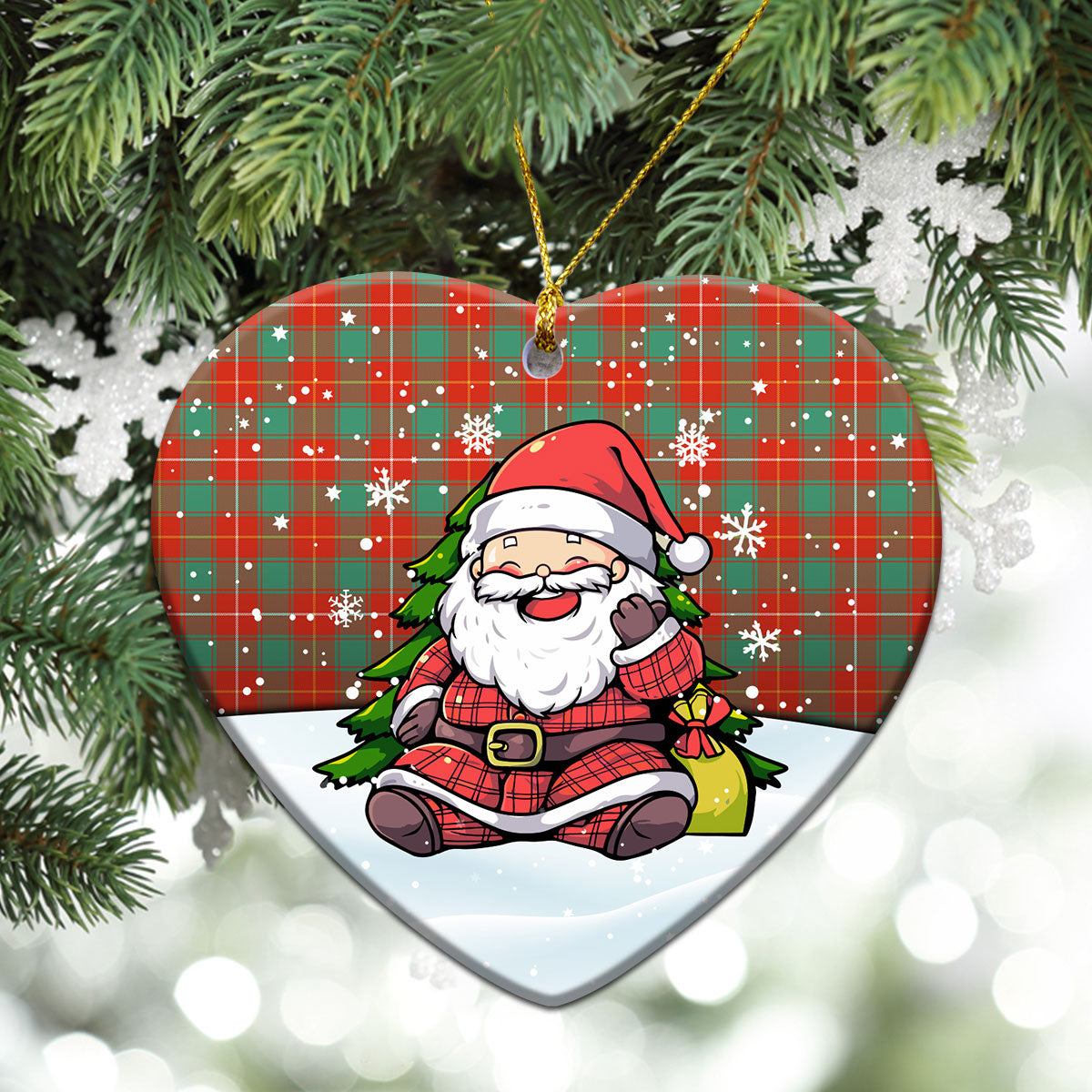 MacFie Ancient Tartan Christmas Ceramic Ornament - Scottish Santa Style