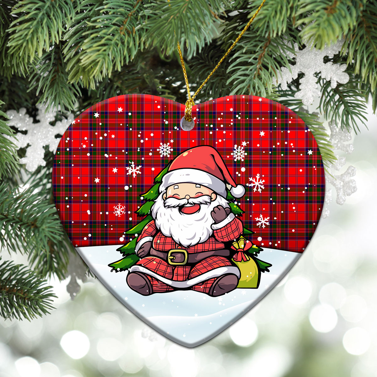 MacGillivray Modern Tartan Christmas Ceramic Ornament - Scottish Santa Style