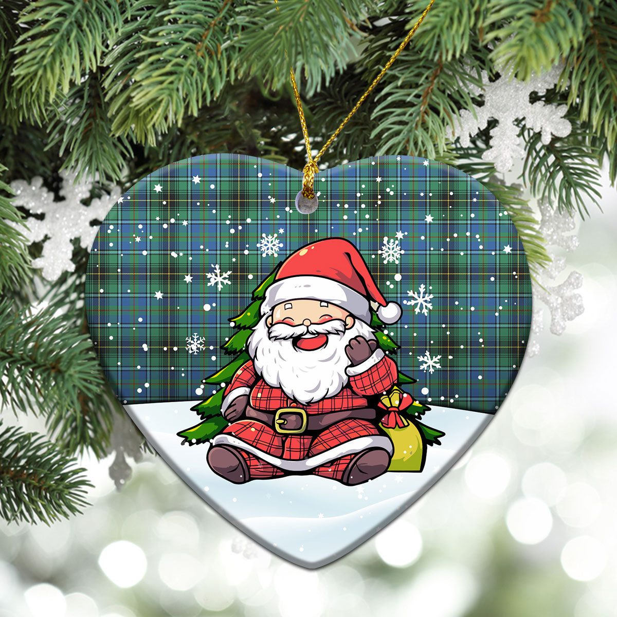 MacInnes Ancient Tartan Christmas Ceramic Ornament - Scottish Santa Style