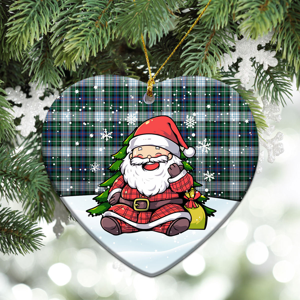 MacKenzie Dress Ancient Tartan Christmas Ceramic Ornament - Scottish Santa Style