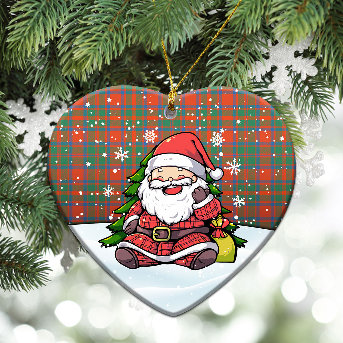 MacKintosh Ancient Tartan Christmas Ceramic Ornament - Scottish Santa Style