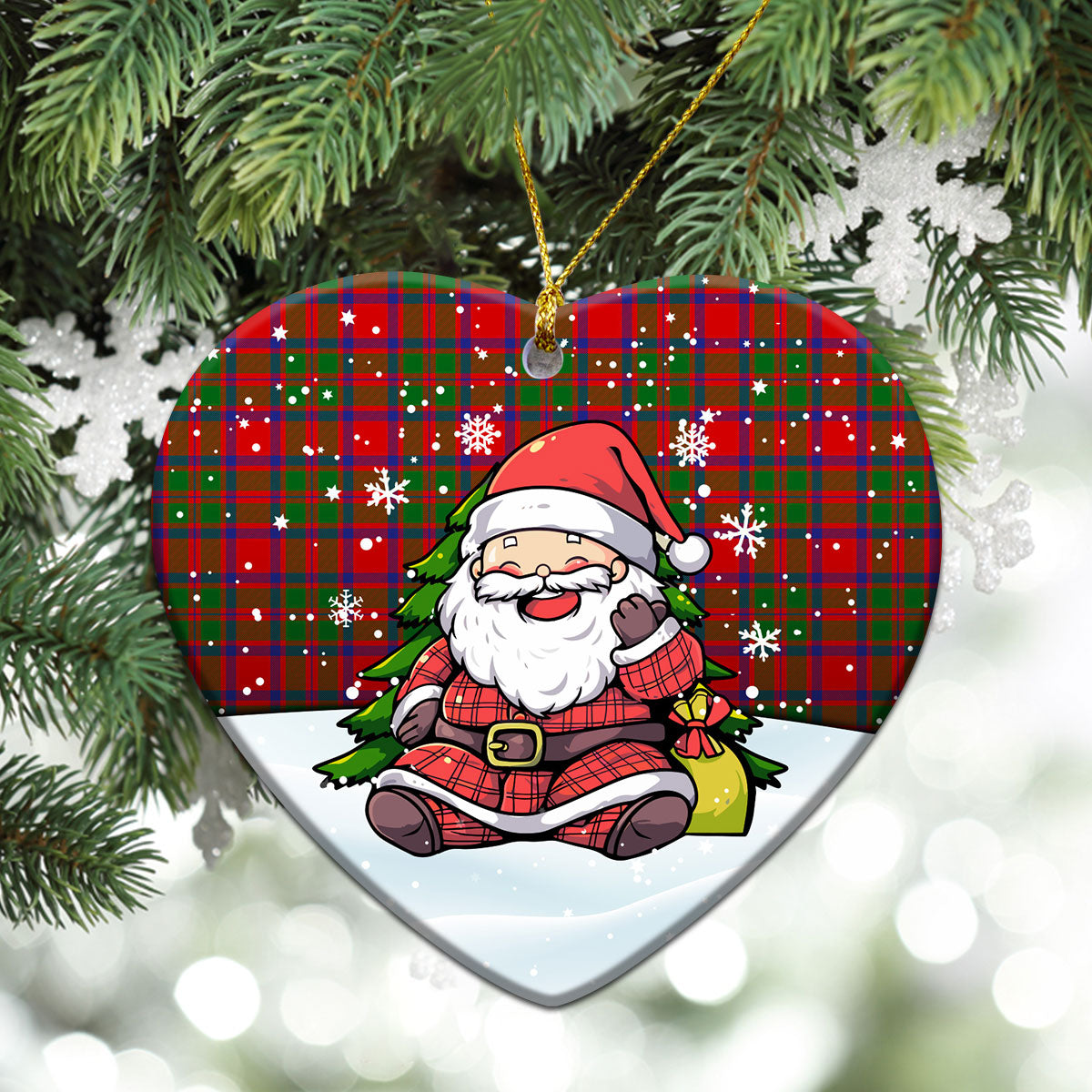 MacKintosh Modern Tartan Christmas Ceramic Ornament - Scottish Santa Style