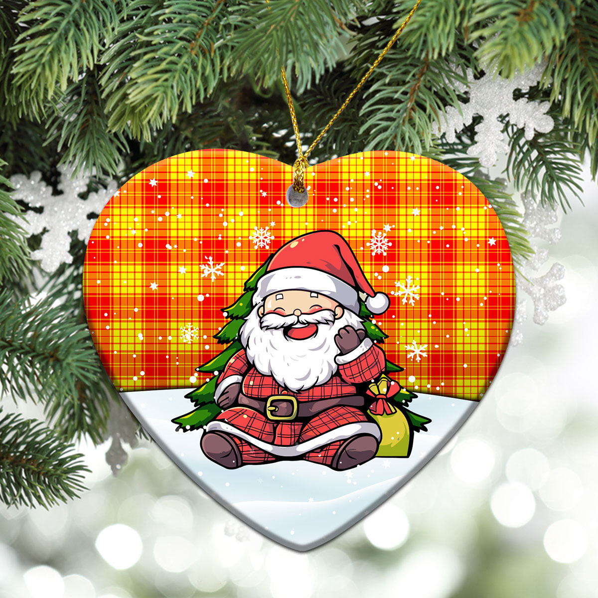 MacMillan Clan Tartan Christmas Ceramic Ornament - Scottish Santa Style