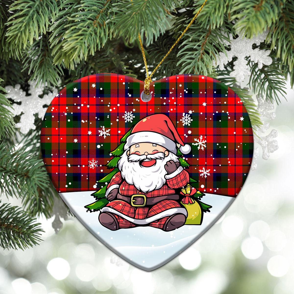 MacNaughten Tartan Christmas Ceramic Ornament - Scottish Santa Style