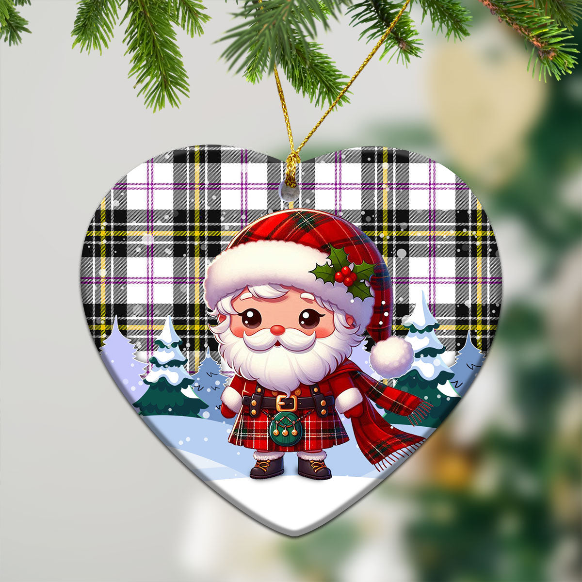 MacPherson Dress Modern Tartan Christmas Ceramic Ornament - Santa Claus In Kilt Style