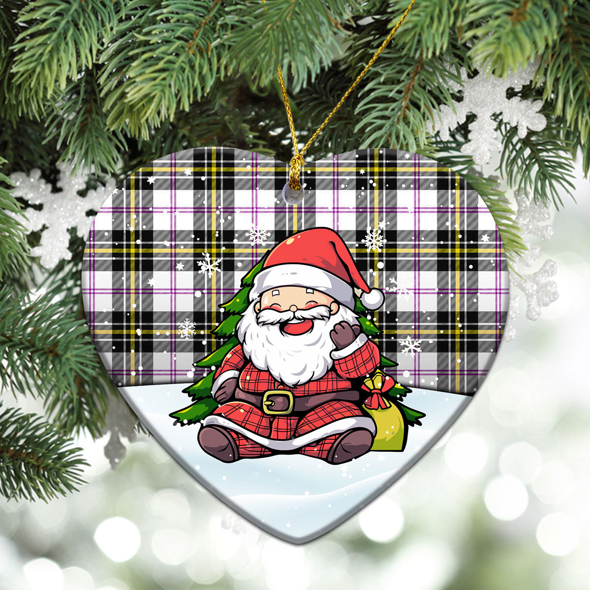 MacPherson Dress Modern Tartan Christmas Ceramic Ornament - Scottish Santa Style