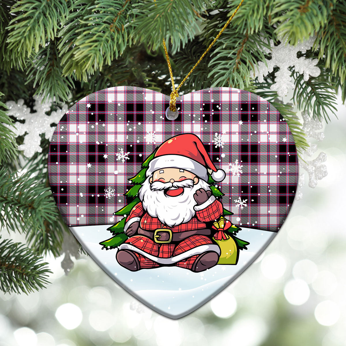 MacPherson Hunting Modern Tartan Christmas Ceramic Ornament - Scottish Santa Style