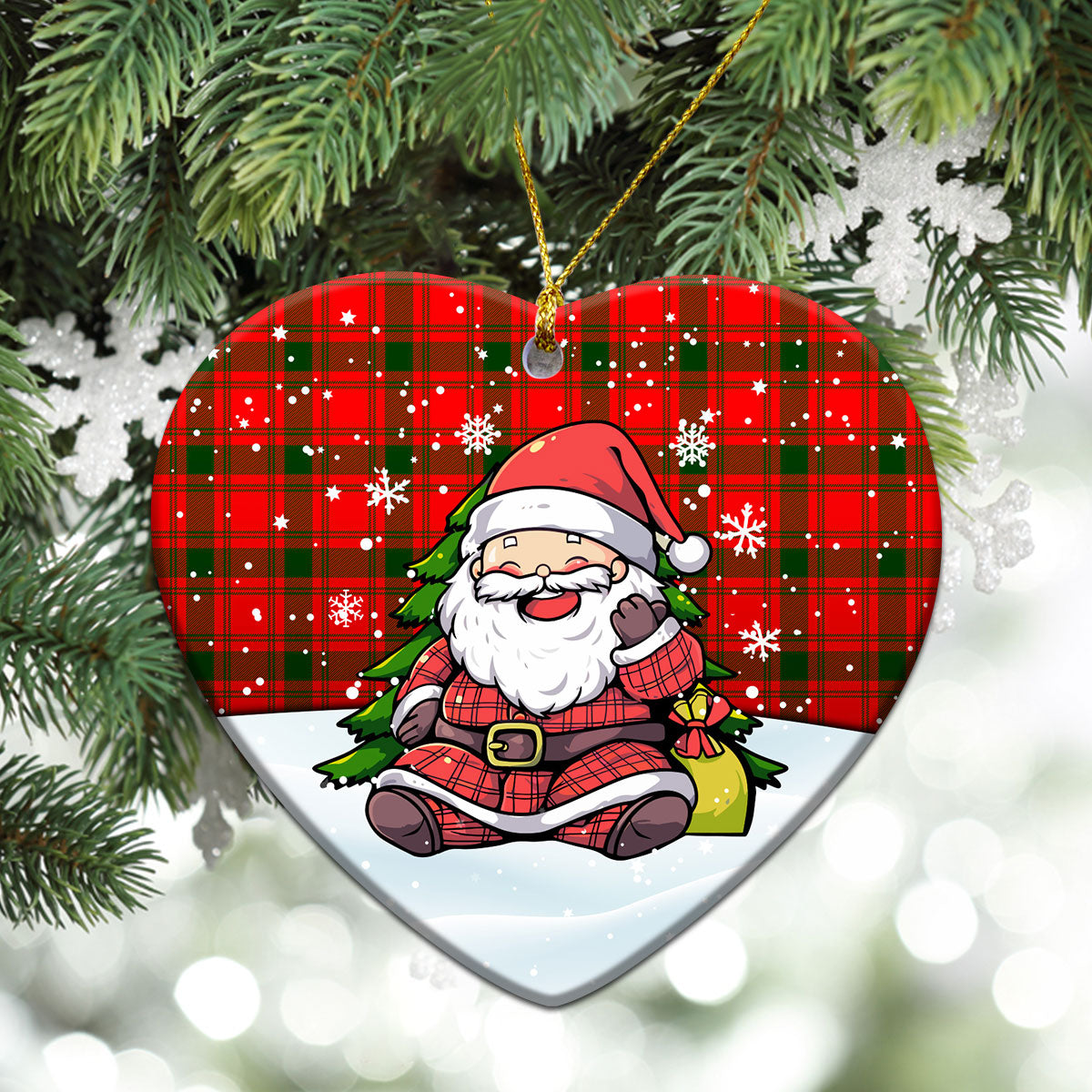 MacQuarrie Tartan Christmas Ceramic Ornament - Scottish Santa Style