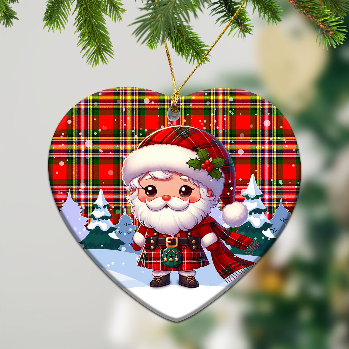 Makgill Tartan Christmas Ceramic Ornament - Santa Claus In Kilt Style