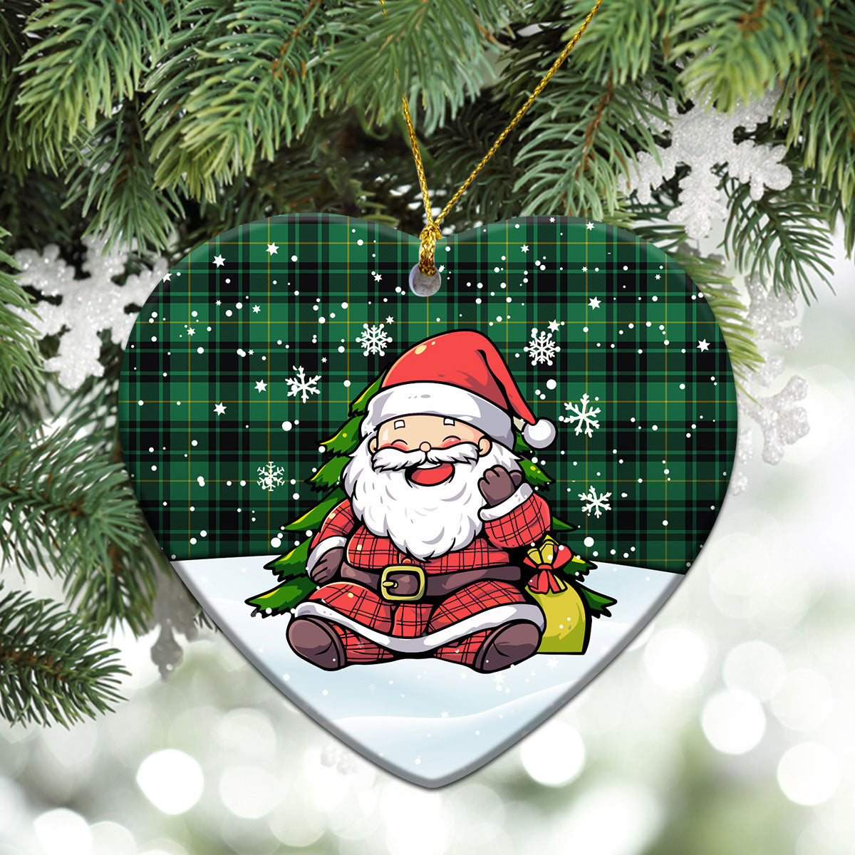 McArthur Ancient Tartan Christmas Ceramic Ornament - Scottish Santa Style