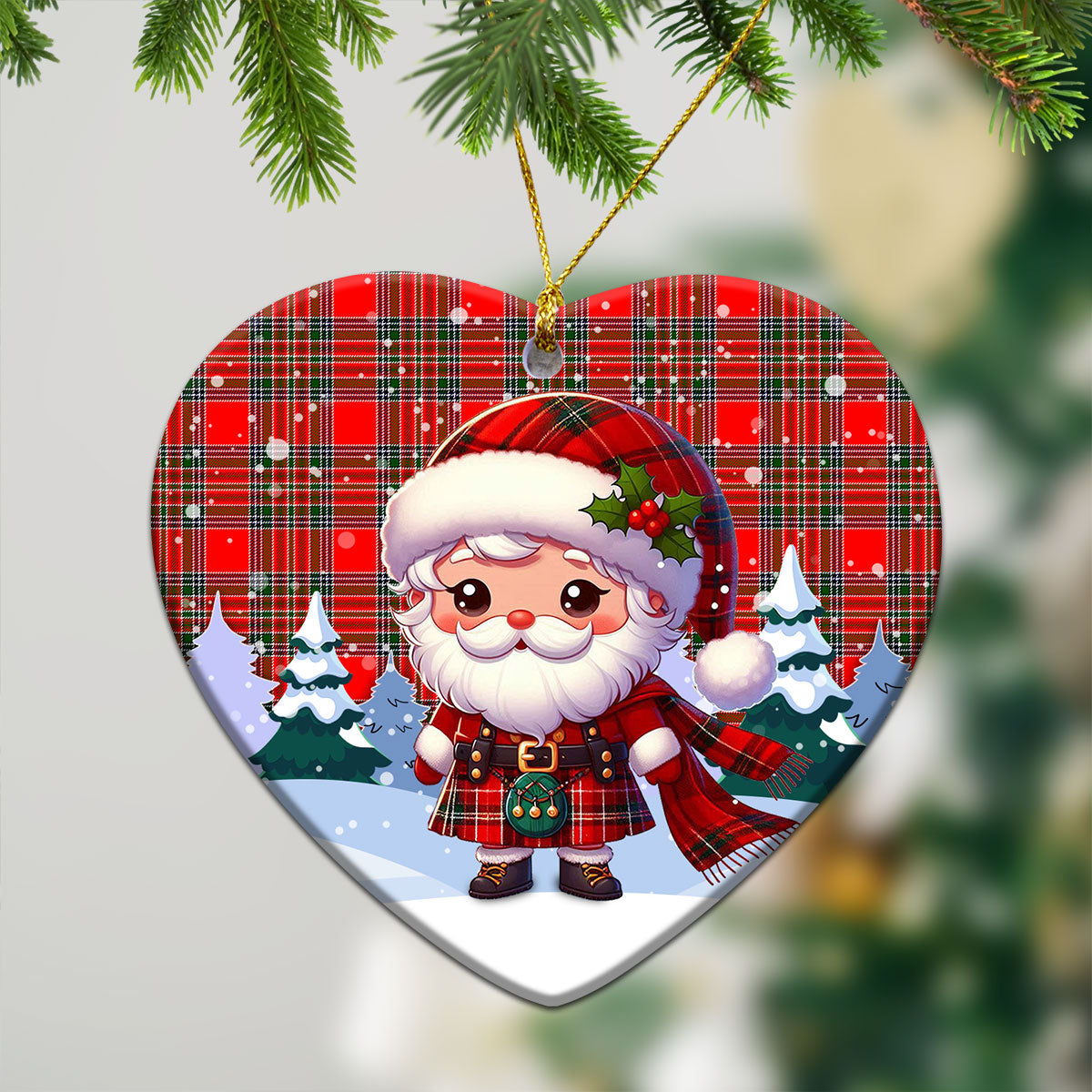 McBean Tartan Christmas Ceramic Ornament - Santa Claus In Kilt Style