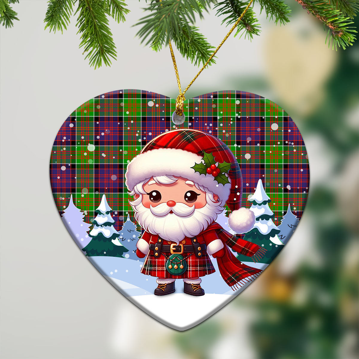 McDonald (Clan Ranald) Tartan Christmas Ceramic Ornament - Santa Claus In Kilt Style