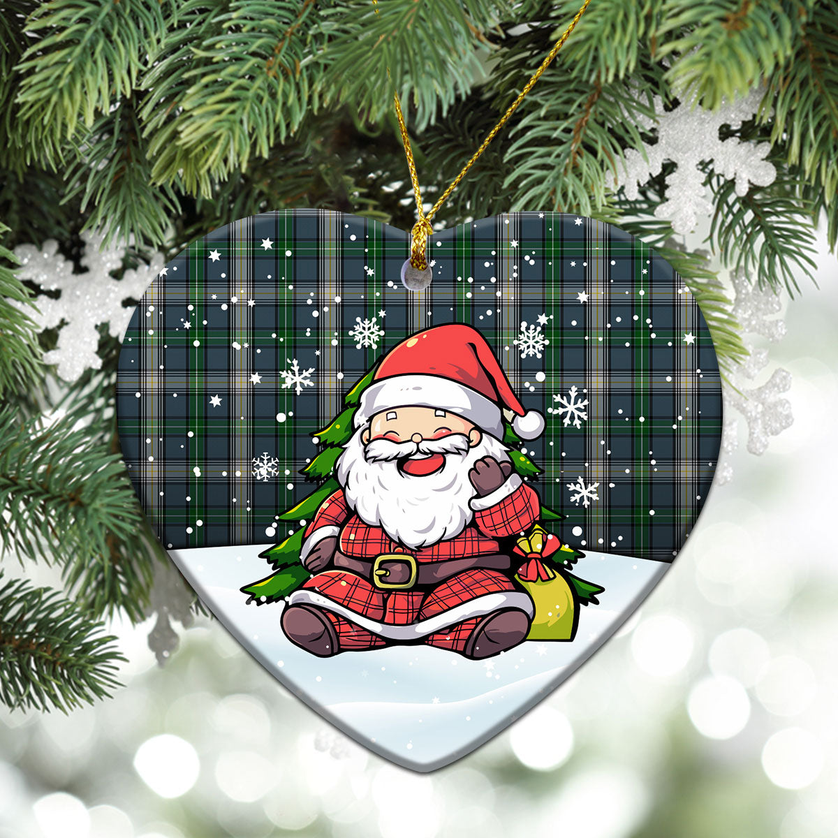 McDowall Tartan Christmas Ceramic Ornament - Scottish Santa Style