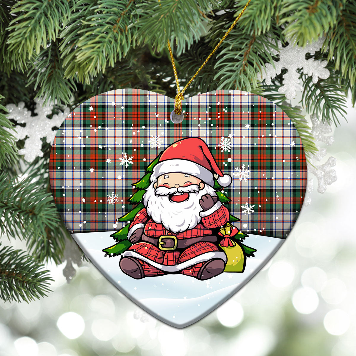 McDuff Dress Ancient Tartan Christmas Ceramic Ornament - Scottish Santa Style