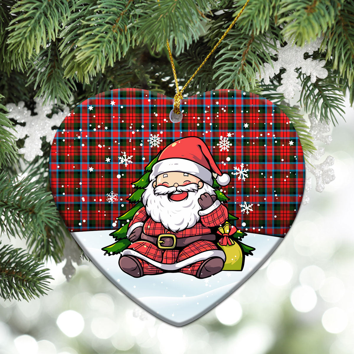 McDuff Modern Tartan Christmas Ceramic Ornament - Scottish Santa Style