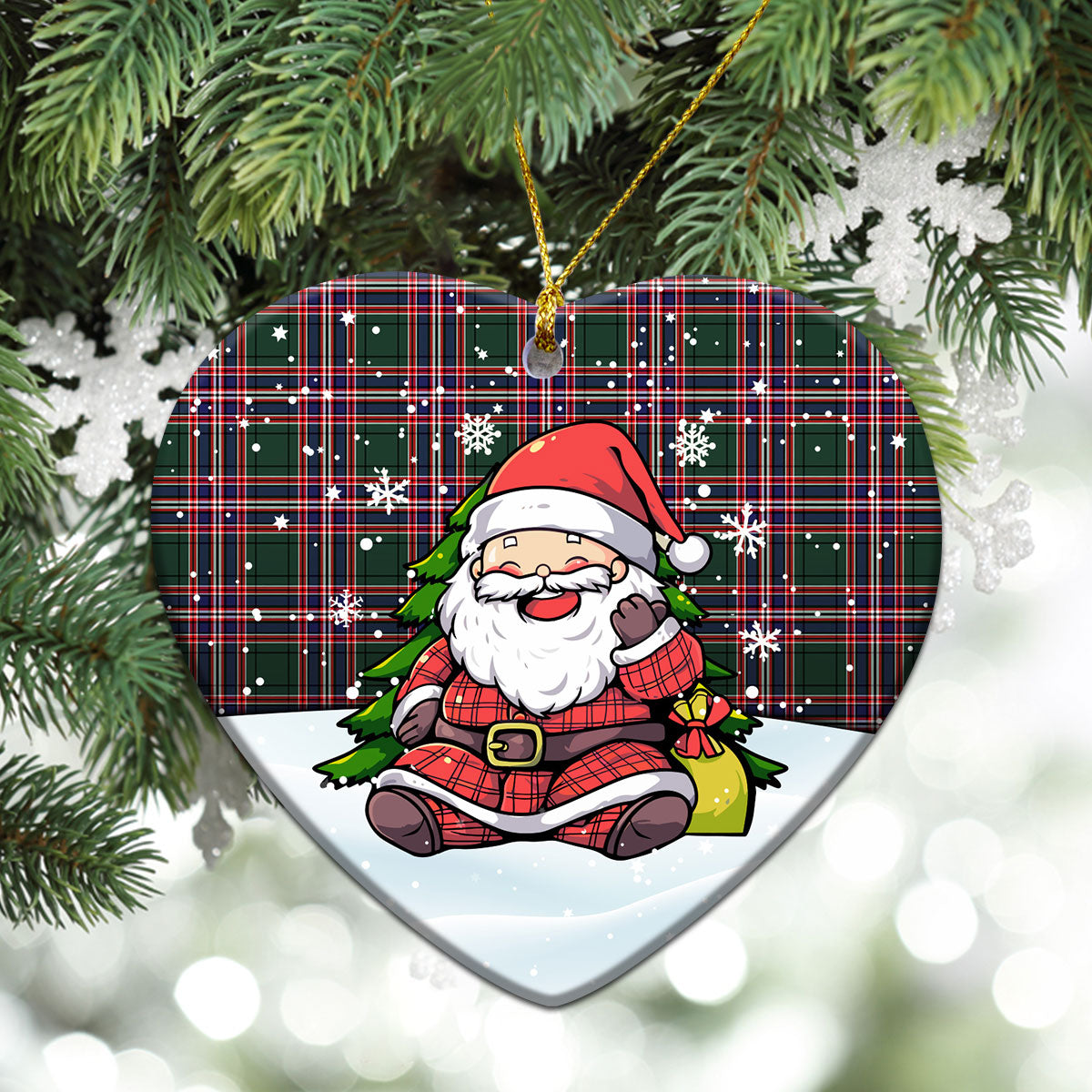 McFarlane Hunting Modern Tartan Christmas Ceramic Ornament - Scottish Santa Style