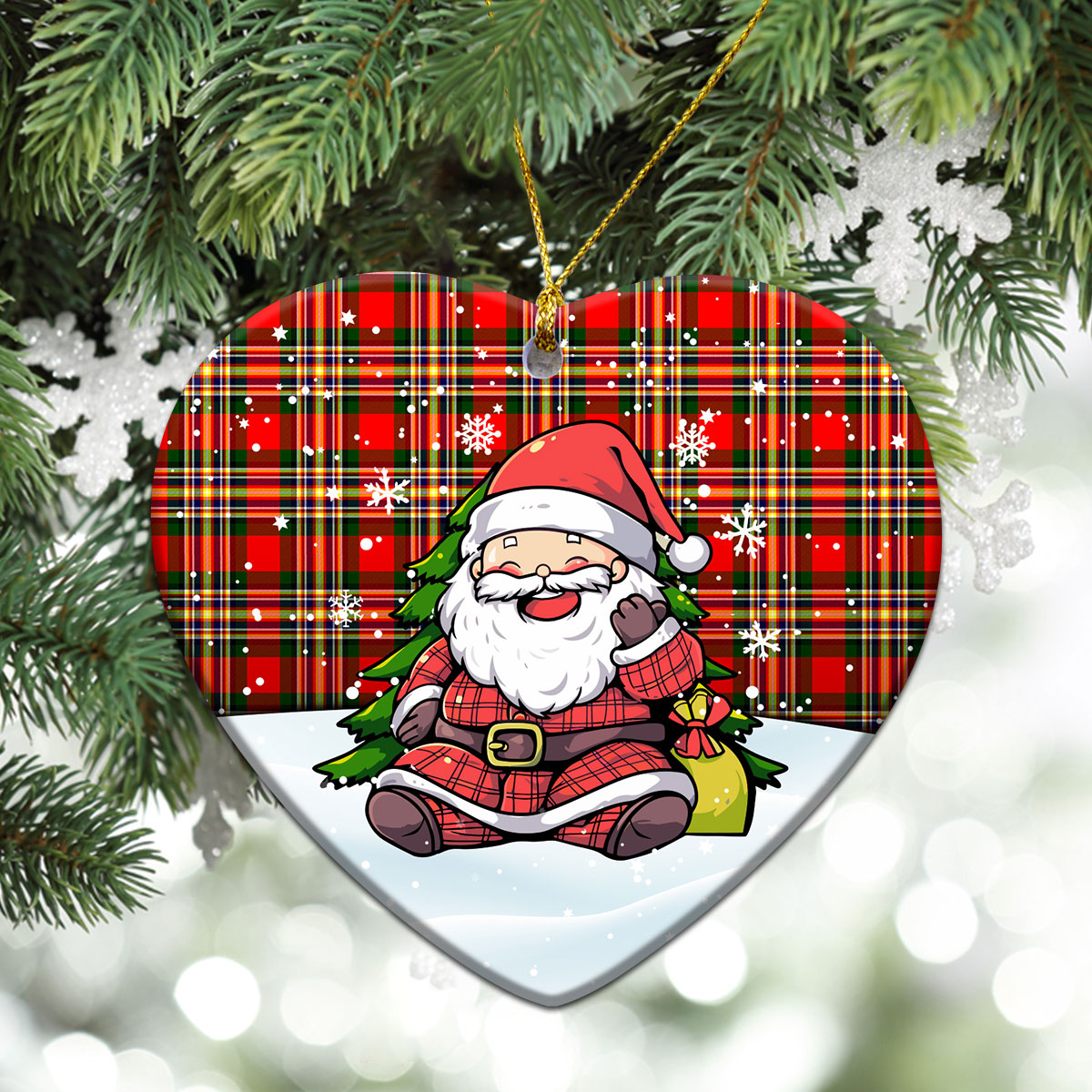 McGill Modern Tartan Christmas Ceramic Ornament - Scottish Santa Style