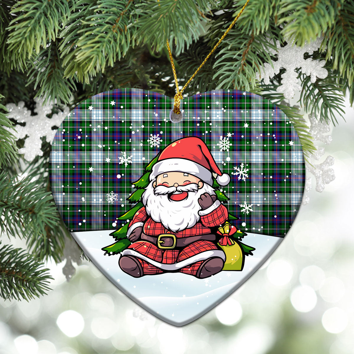 McKenzie Dress Modern Tartan Christmas Ceramic Ornament - Scottish Santa Style