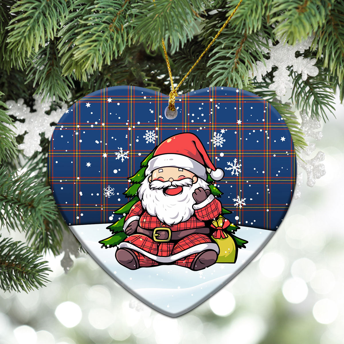 McLaine of Loch Buie Hunting Ancient Tartan Christmas Ceramic Ornament - Scottish Santa Style