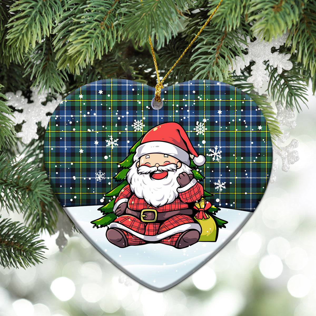 McNeil of Barra Ancient Tartan Christmas Ceramic Ornament - Scottish Santa Style