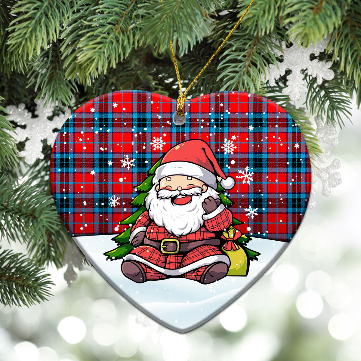 McTavish Modern Tartan Christmas Ceramic Ornament - Scottish Santa Style