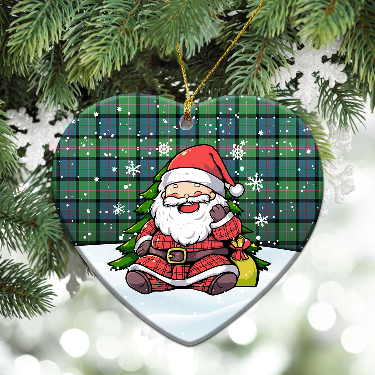 McThomas Ancient Tartan Christmas Ceramic Ornament - Scottish Santa Style