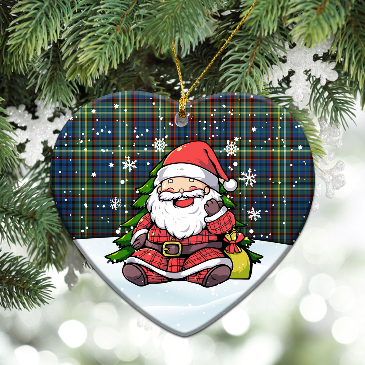 Nicolson Hunting Ancient Tartan Christmas Ceramic Ornament - Scottish Santa Style