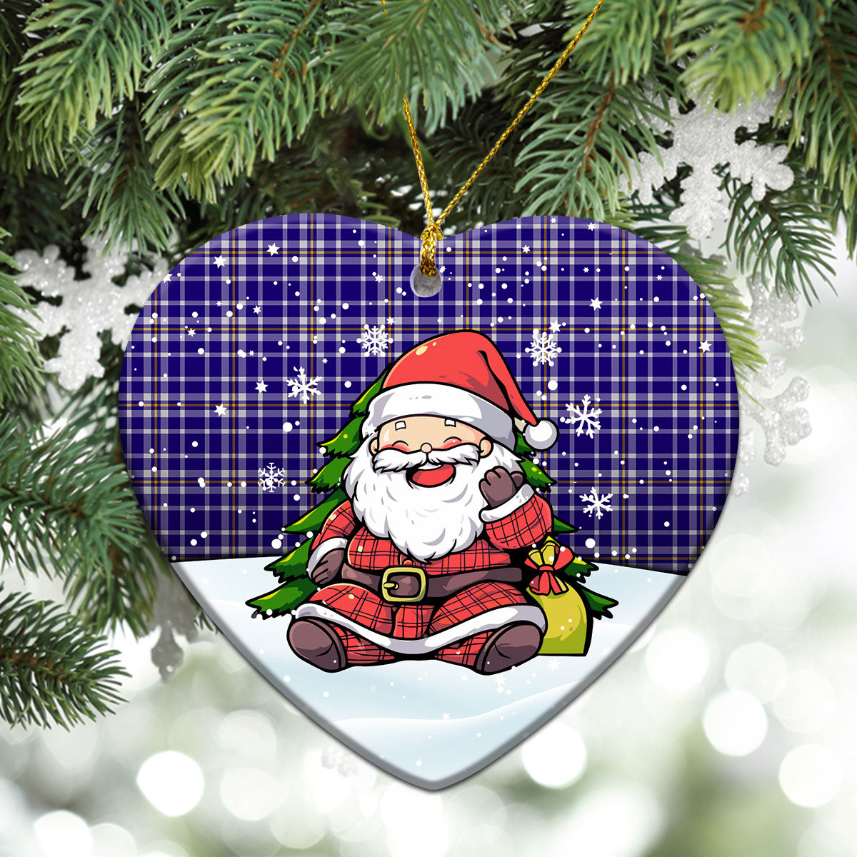 Ochterlony Tartan Christmas Ceramic Ornament - Scottish Santa Style