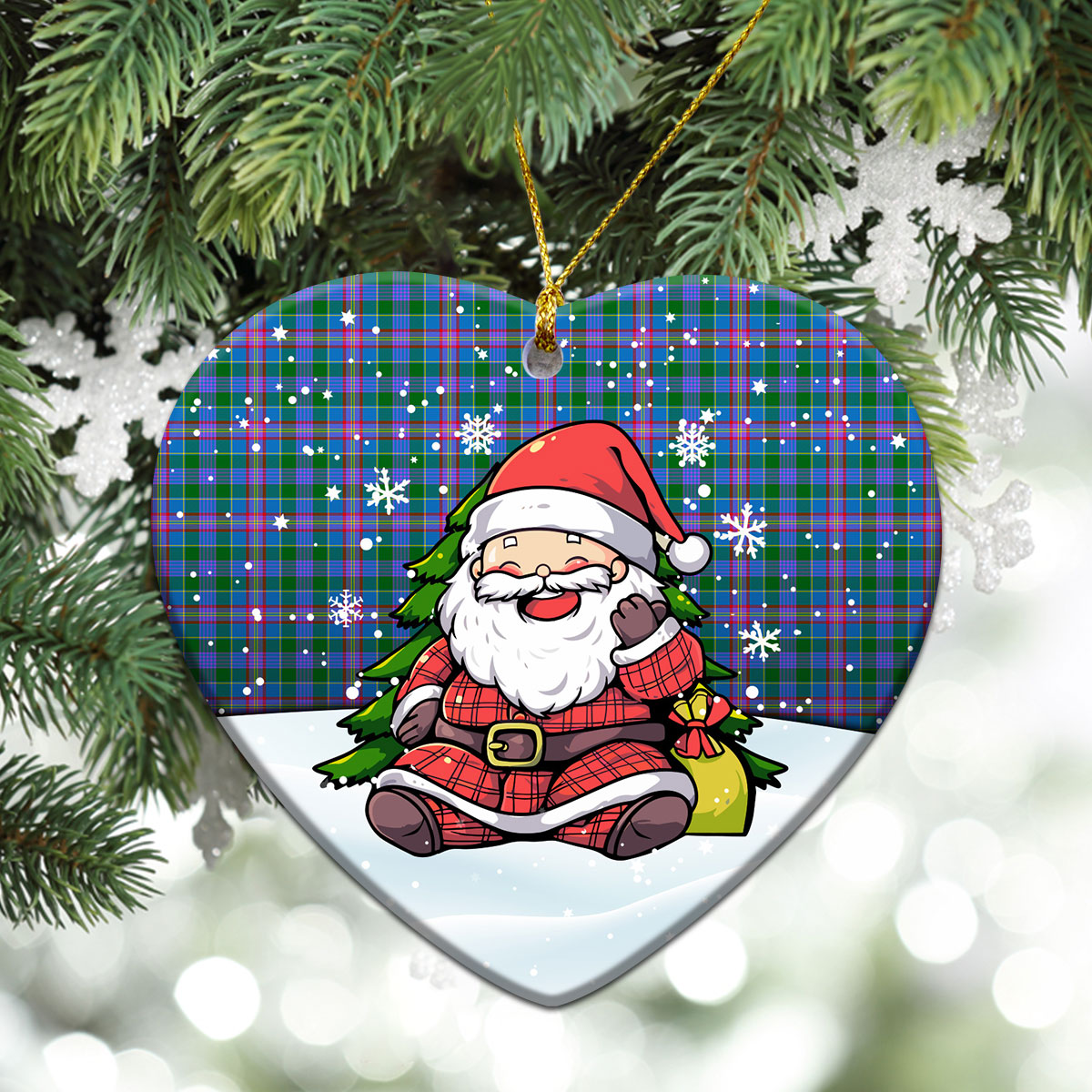 Ralston Tartan Christmas Ceramic Ornament - Scottish Santa Style