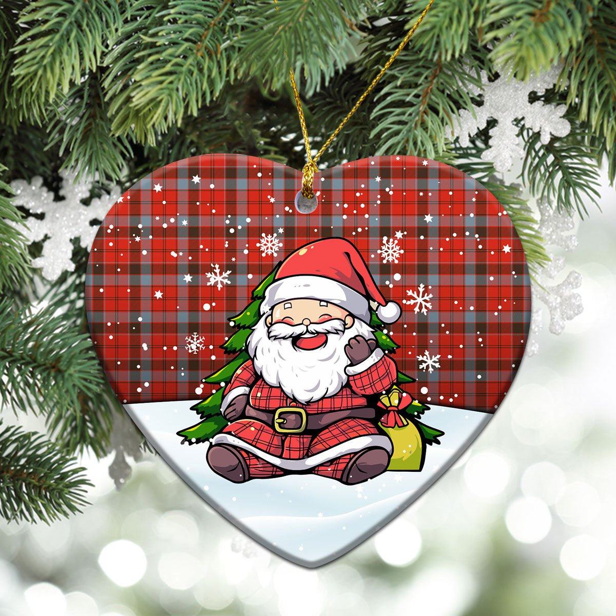 Robertson Weathered Tartan Christmas Ceramic Ornament - Scottish Santa Style