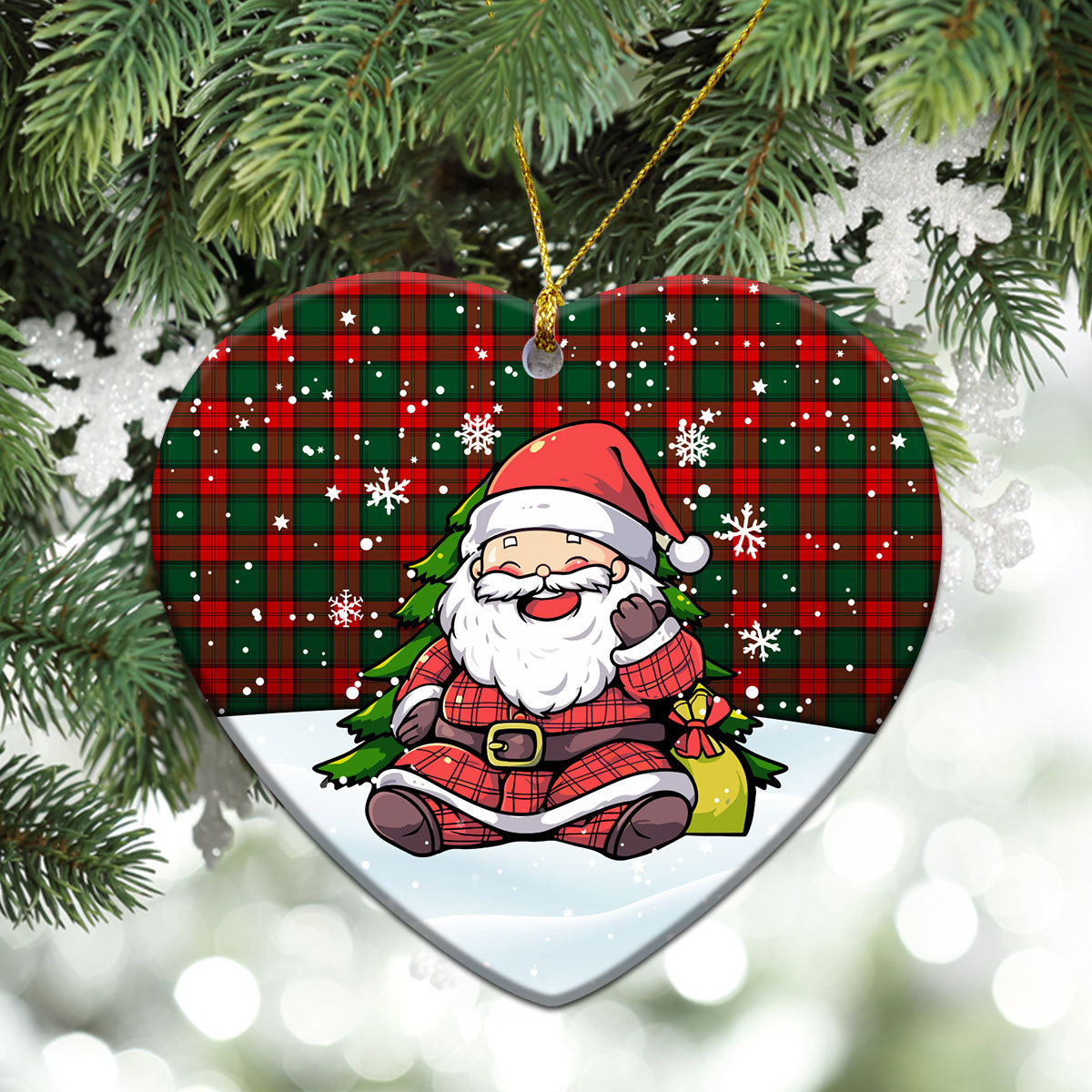 Stewart Atholl Modern Tartan Christmas Ceramic Ornament - Scottish Santa Style