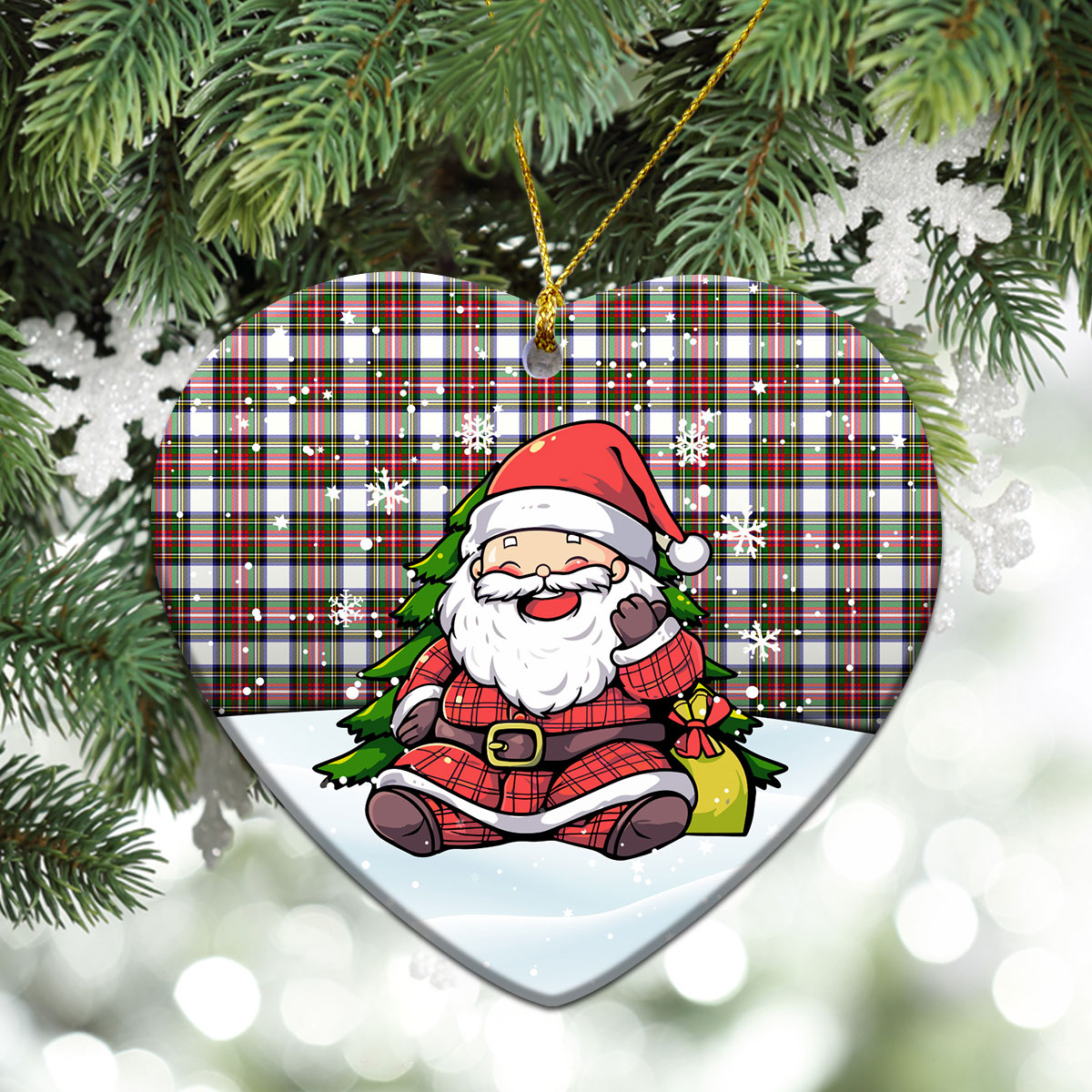 Stewart Dress Modern Tartan Christmas Ceramic Ornament - Scottish Santa Style