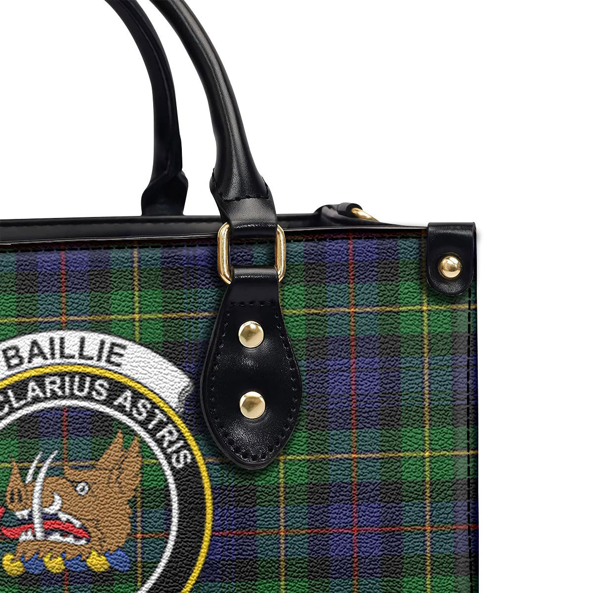 Baillie Tartan Crest Leather Handbag