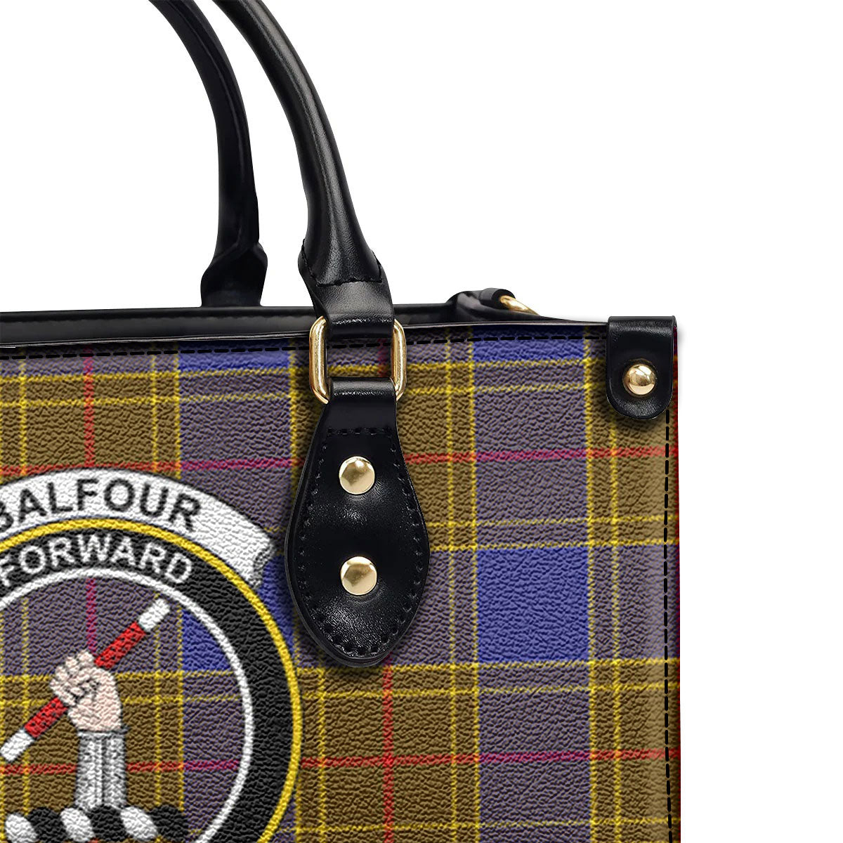 Balfour Modern Tartan Crest Leather Handbag